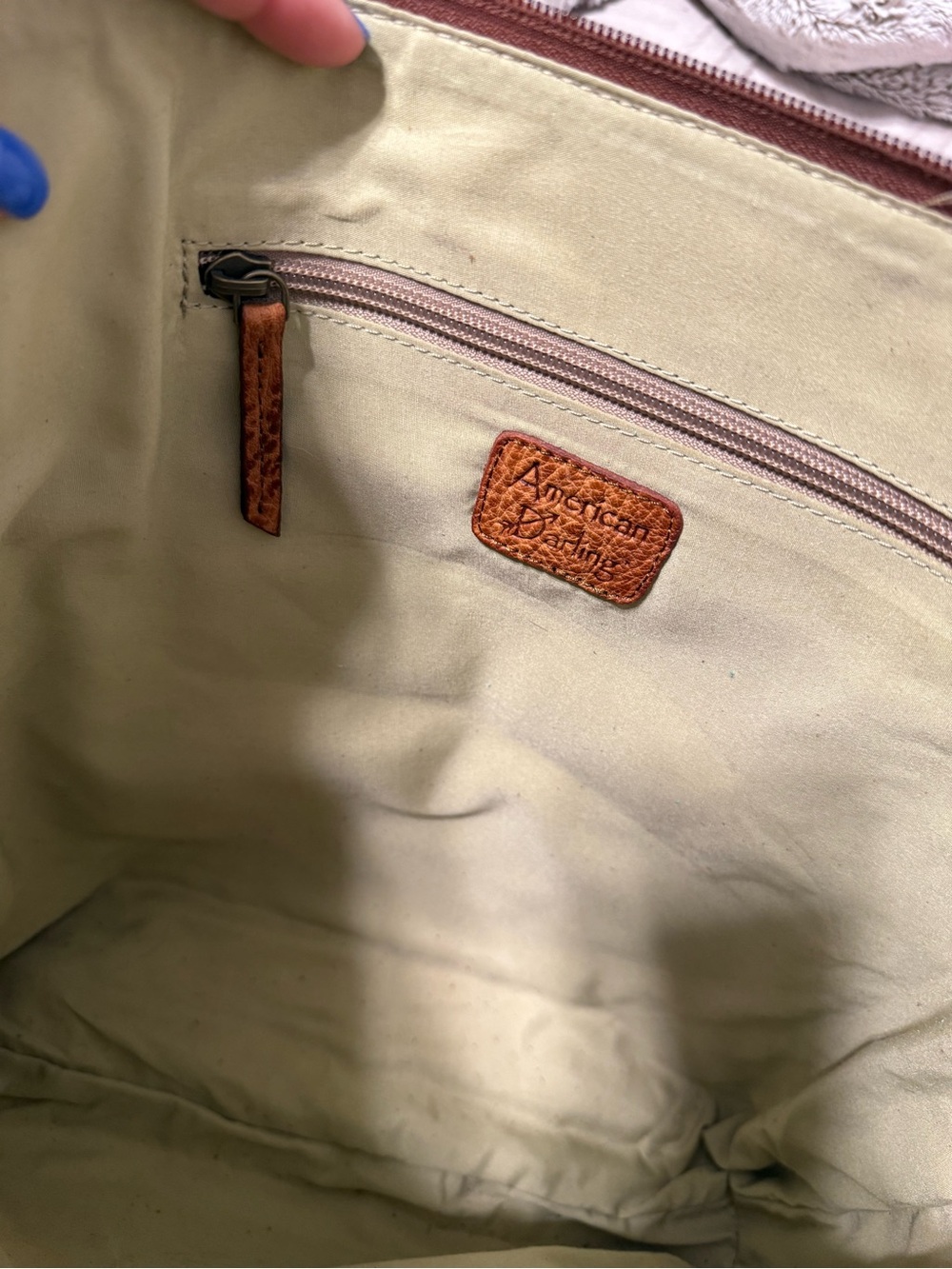 American Darling Brown Tooled Leather & Leopard Print Crossbody Satchel - Large - Picture 2 of 2